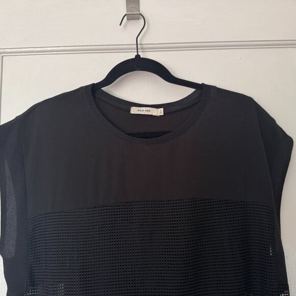 Layered Mesh Black Sleeveless Dress w/ Slip - Picture 7 of 7